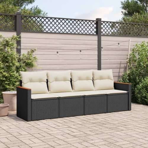 Vrtna garnitura - 4-dijelni set vrtnih sofa od poliratana s jastucima crni - Crna i krem Bez stola 1 Cijena