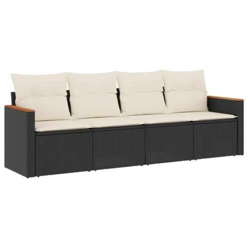 Vrtna garnitura - 4-dijelni set vrtnih sofa od poliratana s jastucima crni - Crna i krem Bez stola 1 Cijena