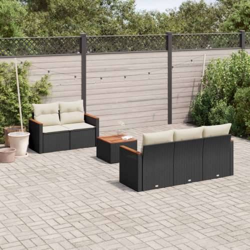 Vrtna garnitura - 6-dijelni set vrtnih sofa s jastucima crni od poliratana - Crna i krem 1 Cijena