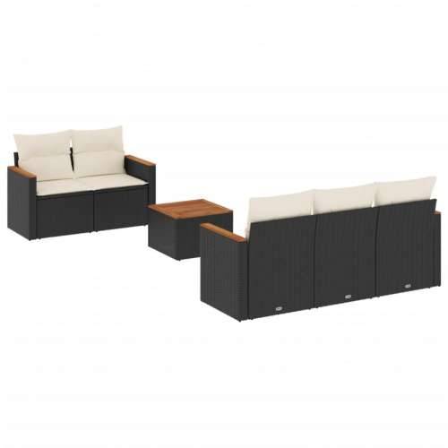 Vrtna garnitura - 6-dijelni set vrtnih sofa s jastucima crni od poliratana - Crna i krem 1 Cijena