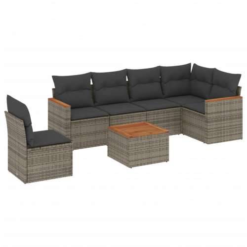 Vrtna garnitura - 7-dijelni set vrtnih sofa sivi od poliratana - Siva Sa stolom 1 Cijena