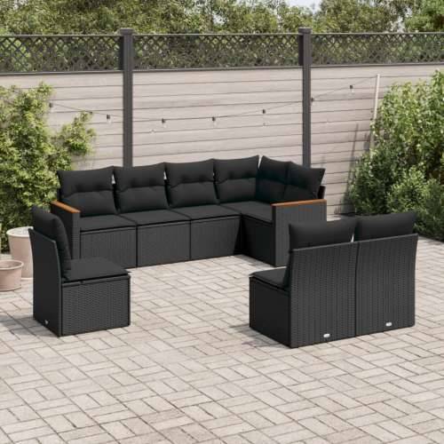Vrtna garnitura - 8-dijelni set vrtnih sofa od poliratana s jastucima crni - Crna Bez stola 1 Cijena