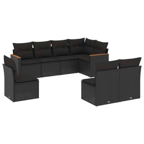 Vrtna garnitura - 8-dijelni set vrtnih sofa od poliratana s jastucima crni - Crna Bez stola 1 Cijena