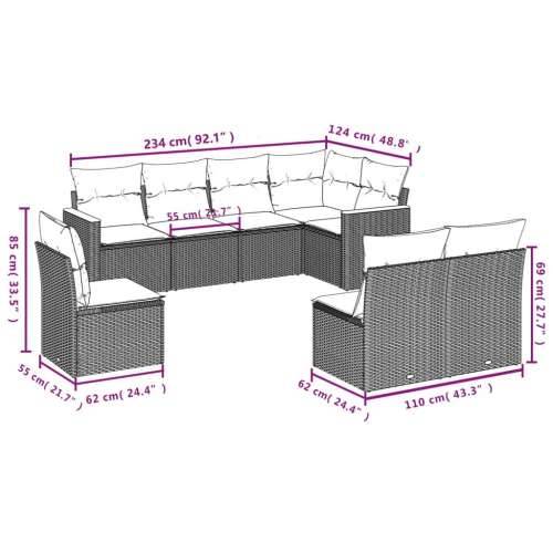 Vrtna garnitura - 8-dijelni set vrtnih sofa od poliratana s jastucima crni - Crna Bez stola 1 Cijena