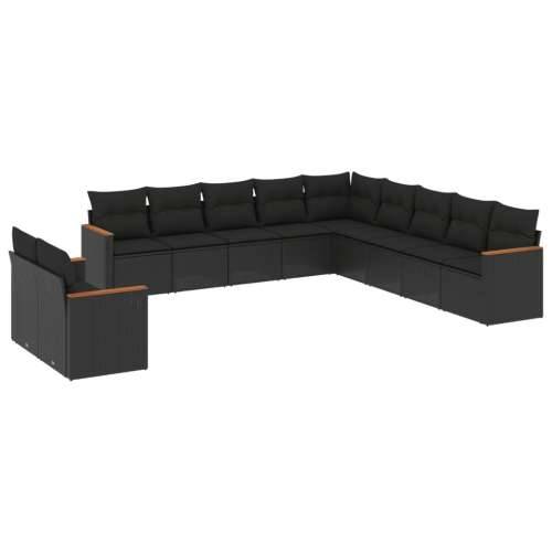 Vrtna garnitura - 11-dijelni set vrtnih sofa od poliratana s jastucima crni - Crna Bez stola 1 Cijena