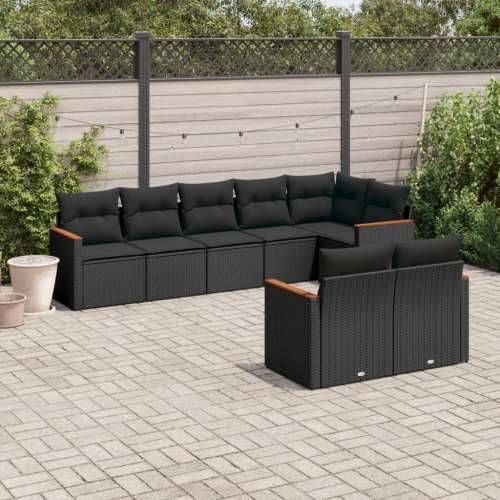 Vrtna garnitura - 8-dijelni set vrtnih sofa od poliratana s jastucima crni - Crna Bez stola 1 Cijena