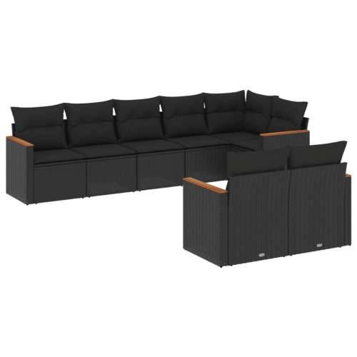 Vrtna garnitura - 8-dijelni set vrtnih sofa od poliratana s jastucima crni - Crna Bez stola 1 Cijena