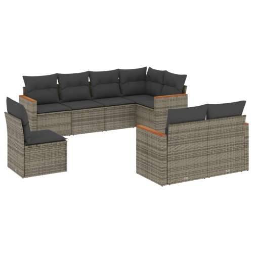 Vrtna garnitura - 8-dijelni set vrtnih sofa od poliratana s jastucima sivi - Siva Bez stola 1 Cijena