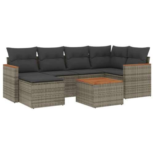 Vrtna garnitura - 7-dijelni set vrtnih sofa sivi od poliratana - Siva Sa stolom 1 Cijena