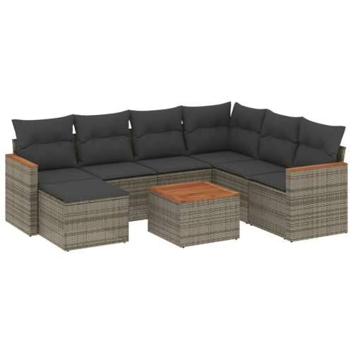 Vrtna garnitura - 8-dijelni set vrtnih sofa od poliratana s jastucima sivi - Siva Sa stolom 1 Cijena