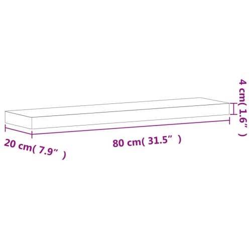 Zidna polica 80x20x4 cm od masivne bukovine - Prirodna 80 x 20 x 4 cm 1 Cijena