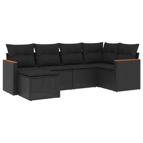 Vrtna garnitura - 6-dijelni set vrtnih sofa s jastucima crni od poliratana - Crna Bez stola 1 Cijena