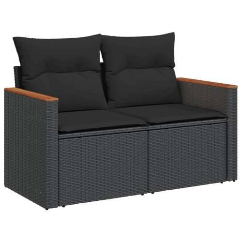 Vrtna garnitura - 7-dijelni set vrtnih sofa od poliratana s jastucima crni - Crna Sa stolom 1 Cijena