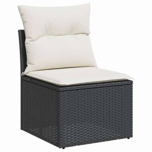 Vrtna garnitura - 5-dijelni set vrtnih sofa s jastucima crni od poliratana Crna i krem Bez stola 1 Cijena