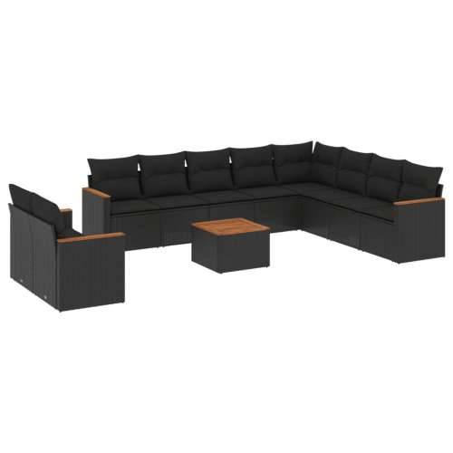 Vrtna garnitura - 11-dijelni set vrtnih sofa od poliratana s jastucima crni - Crna Sa stolom 1 Cijena