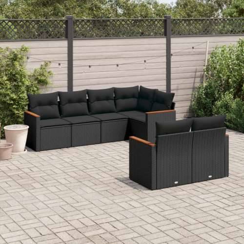 Vrtna garnitura - 7-dijelni set vrtnih sofa od poliratana s jastucima crni - Crna 1 Cijena
