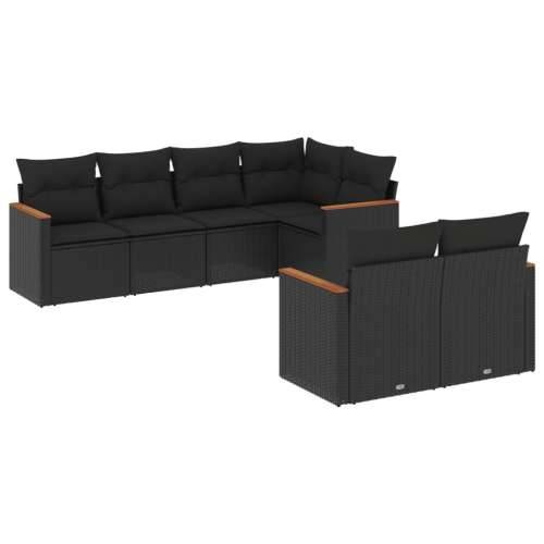 Vrtna garnitura - 7-dijelni set vrtnih sofa od poliratana s jastucima crni - Crna 1 Cijena