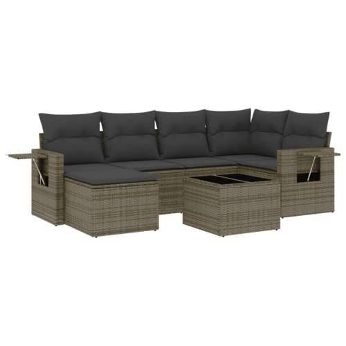 Vrtna garnitura - 7-dijelni set vrtnih sofa sivi od poliratana - Siva Sa stolom 1 Cijena