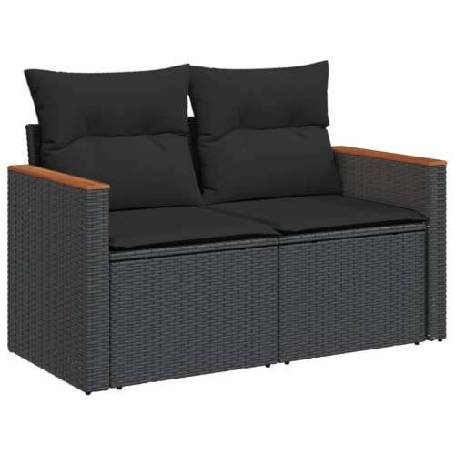 Vrtna garnitura - 6-dijelni set vrtnih sofa s jastucima crni od poliratana - Crna 1 Cijena
