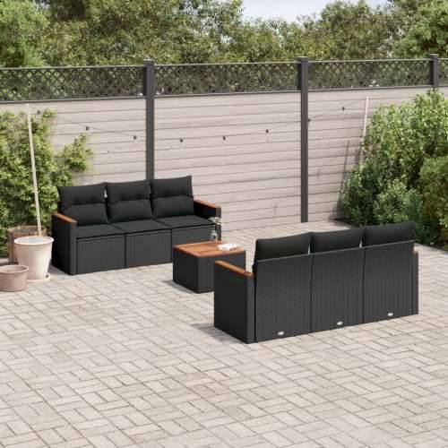 Vrtna garnitura - 7-dijelni set vrtnih sofa od poliratana s jastucima crni - Crna 1 Cijena
