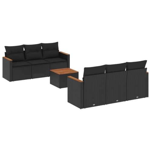 Vrtna garnitura - 7-dijelni set vrtnih sofa od poliratana s jastucima crni - Crna 1 Cijena