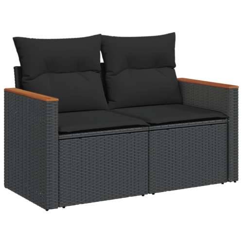 Vrtna garnitura - 7-dijelni set vrtnih sofa od poliratana s jastucima crni - Crna 1 Cijena