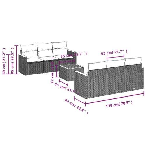Vrtna garnitura - 7-dijelni set vrtnih sofa od poliratana s jastucima crni - Crna 1 Cijena