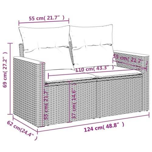 Vrtna garnitura - 7-dijelni set vrtnih sofa od poliratana s jastucima crni - Crna 1 Cijena