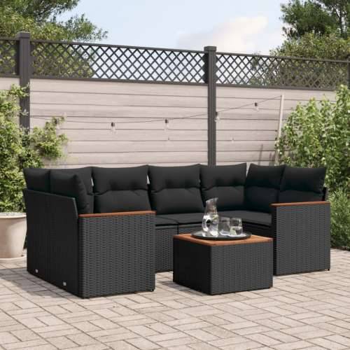 Vrtna garnitura - 4-dijelni set vrtnih sofa od poliratana s jastucima crni Crna 1 Cijena