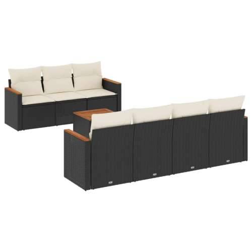Vrtna garnitura - 8-dijelni set vrtnih sofa od poliratana s jastucima crni - Crna i krem 1 Cijena