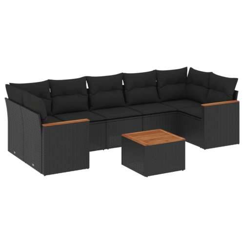 Vrtna garnitura - 8-dijelni set vrtnih sofa od poliratana s jastucima crni - Crna 1 Cijena