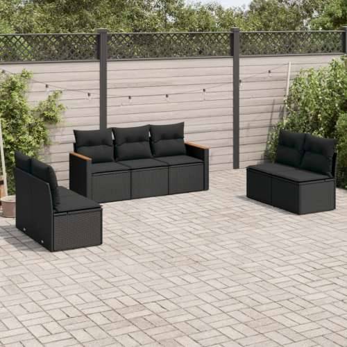Vrtna garnitura - 7-dijelni set vrtnih sofa od poliratana s jastucima crni - Crna Bez stola 1 Cijena