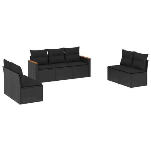 Vrtna garnitura - 7-dijelni set vrtnih sofa od poliratana s jastucima crni - Crna Bez stola 1 Cijena