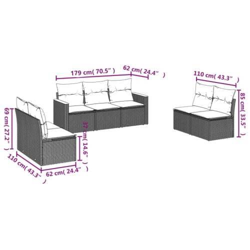 Vrtna garnitura - 7-dijelni set vrtnih sofa od poliratana s jastucima crni - Crna Bez stola 1 Cijena