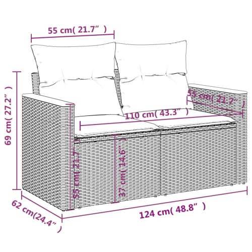Vrtna garnitura - 7-dijelni set vrtnih sofa od poliratana s jastucima crni - Crna Bez stola 1 Cijena