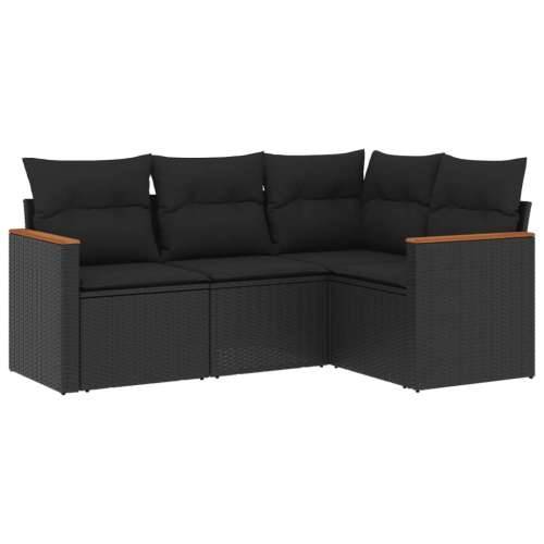 Vrtna garnitura - 4-dijelni set vrtnih sofa od poliratana s jastucima crni - Crna Bez stola 1 Cijena