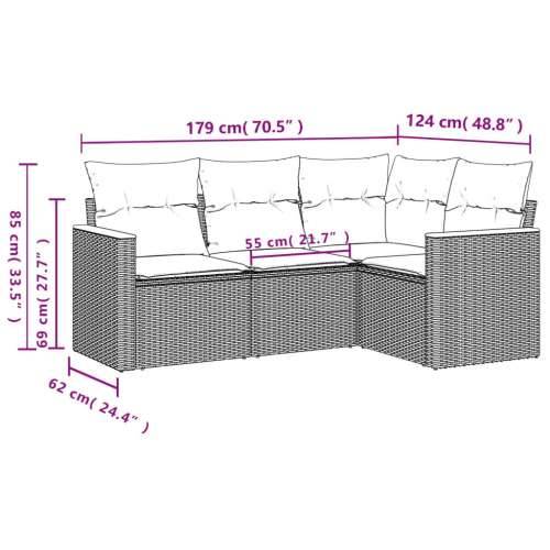 Vrtna garnitura - 4-dijelni set vrtnih sofa od poliratana s jastucima crni - Crna Bez stola 1 Cijena