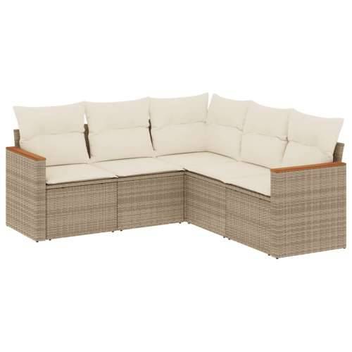 5-dijelni vrtni set sofa s jastucima bež od poliratana - Bež Bez stola 1 Cijena