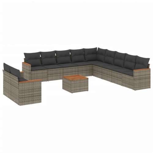 Vrtna garnitura - 11-dijelni set vrtnih sofa od poliratana s jastucima sivi Siva Sa stolom 1 Cijena