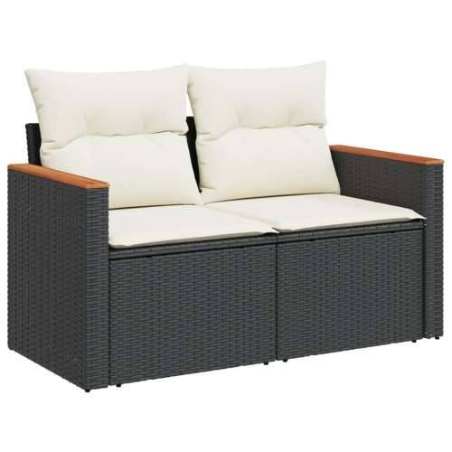 Vrtna garnitura - 9-dijelni set vrtnih sofa s jastucima crni od poliratana - Crna i krem Sa stolom 1 Cijena