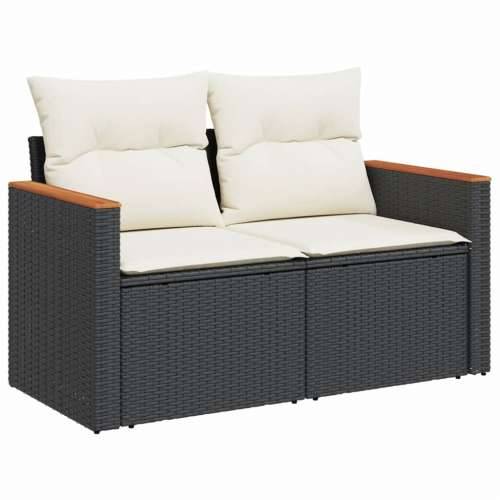 Vrtna garnitura - 8-dijelni set vrtnih sofa od poliratana s jastucima crni - Crna i krem Sa stolom 1 Cijena