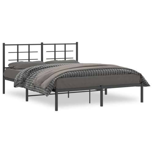 Metalni okvir za krevet s uzglavljem crni 160x200 cm - Crna 160 x 200 cm s uzglavljem Cijena