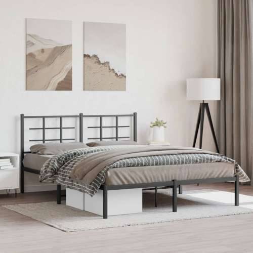 Metalni okvir za krevet s uzglavljem crni 160x200 cm - Crna 160 x 200 cm s uzglavljem Cijena
