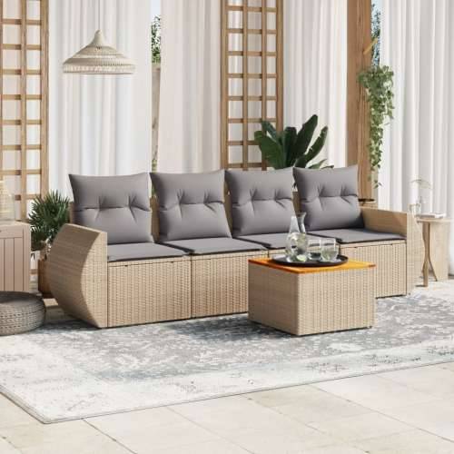 5-dijelni vrtni set sofa s jastucima bež od poliratana - bež i siva 1 Cijena
