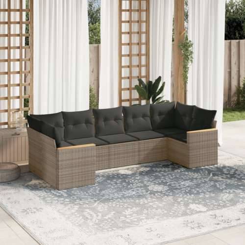 Vrtna garnitura - 7-dijelni set vrtnih sofa sivi od poliratana - Siva 1 Cijena