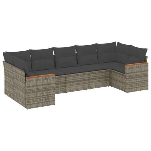 Vrtna garnitura - 7-dijelni set vrtnih sofa sivi od poliratana - Siva 1 Cijena