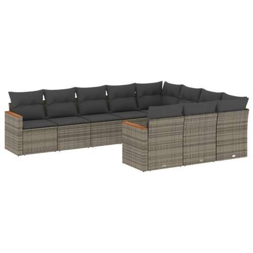 Vrtna garnitura - 10-dijelni set vrtnih sofa od poliratana s jastucima sivi - Siva Bez stola 1 Cijena