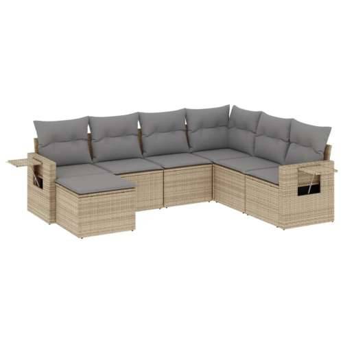 Vrtna garnitura - 7-dijelni set vrtnih sofa od poliratana s jastucima bež - bež i svjetlosiva Bez stola 1 Cijena