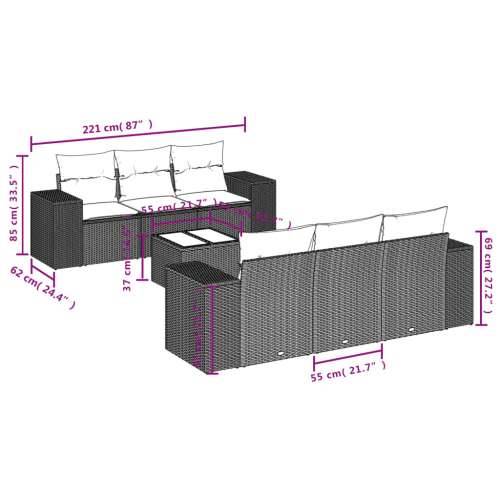 Vrtna garnitura - 7-dijelni set vrtnih sofa od poliratana s jastucima crni - Crna 1 Cijena