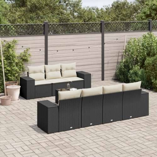 Vrtna garnitura - 8-dijelni set vrtnih sofa od poliratana s jastucima crni - Crna i krem 1 Cijena